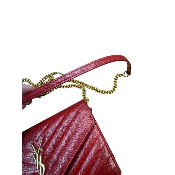 Saint Laurent 2018 Cassandre Wallet on Chain Red w/box - Picture 15 of 15